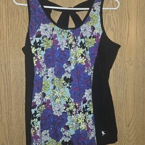 Danskin Now Floral Tank Top - Black, Blue, Purple, Green W/ Bra